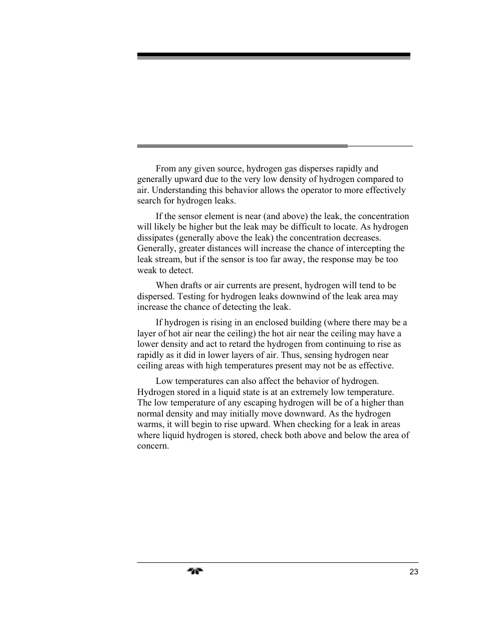 Hydrogen sensing considerations | Teledyne 2240 - Portable Handheld Hydrogen Leak Detector, 3rd generation (revision 2/29/08) User Manual | Page 33 / 40