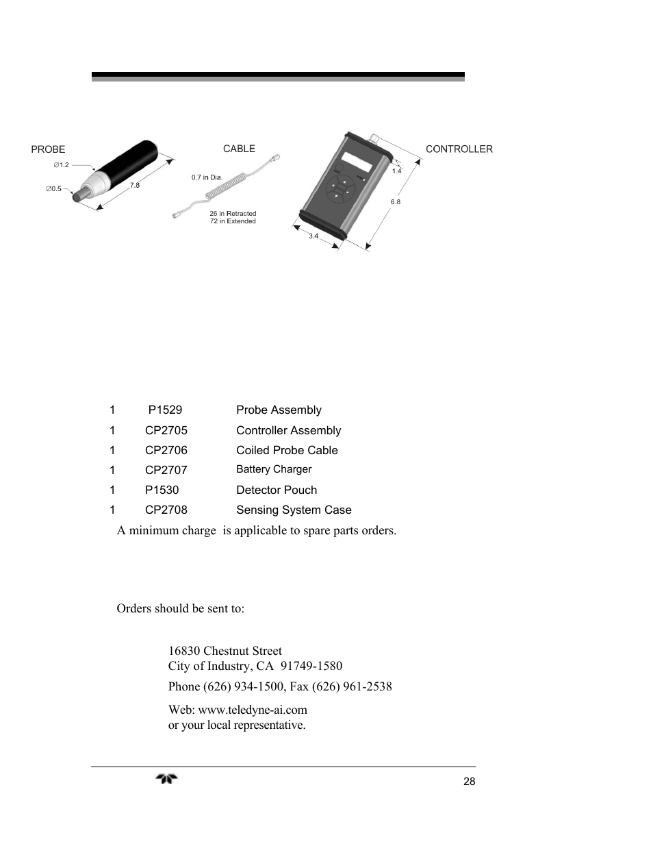 A-2 recommended spare parts | Teledyne 2240 - Portable Handheld Hydrogen Leak Detector, 3rd generation (revision 2/29/08) User Manual | Page 38 / 40