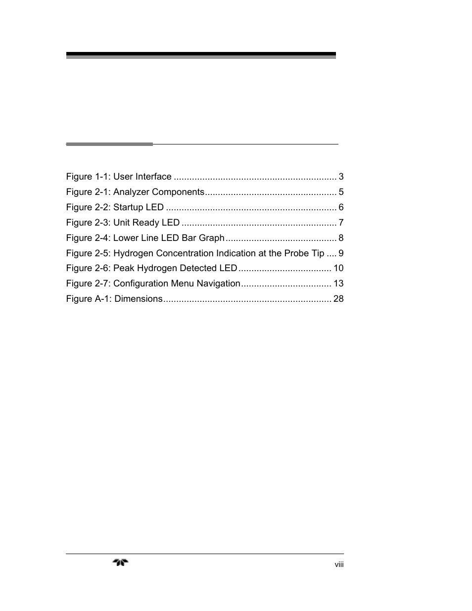 List of figures | Teledyne 2240 - Portable Handheld Hydrogen Leak Detector, 3rd generation (revision 2/29/08) User Manual | Page 8 / 40