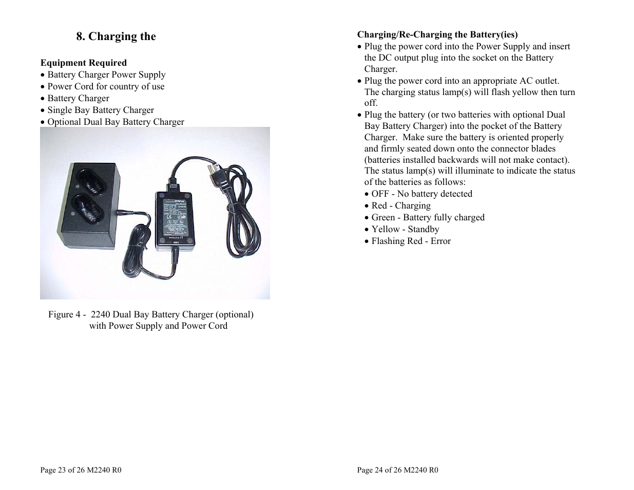 Charging the 2240 battery | Teledyne 2240 – Portable Handheld Hydrogen Leak Detector, 2nd generation User Manual | Page 12 / 13