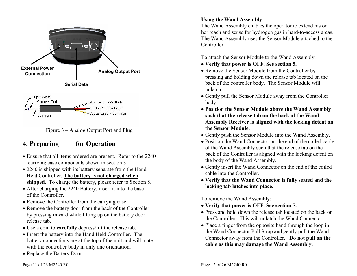 Preparing 2240 for operation | Teledyne 2240 – Portable Handheld Hydrogen Leak Detector, 2nd generation User Manual | Page 6 / 13