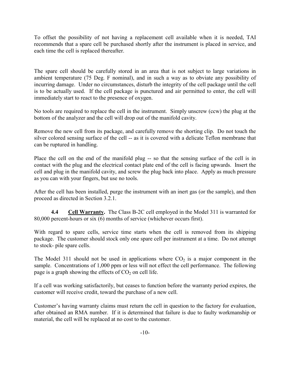 Teledyne 311 - Portable trace oxygen analyzer User Manual | Page 13 / 19