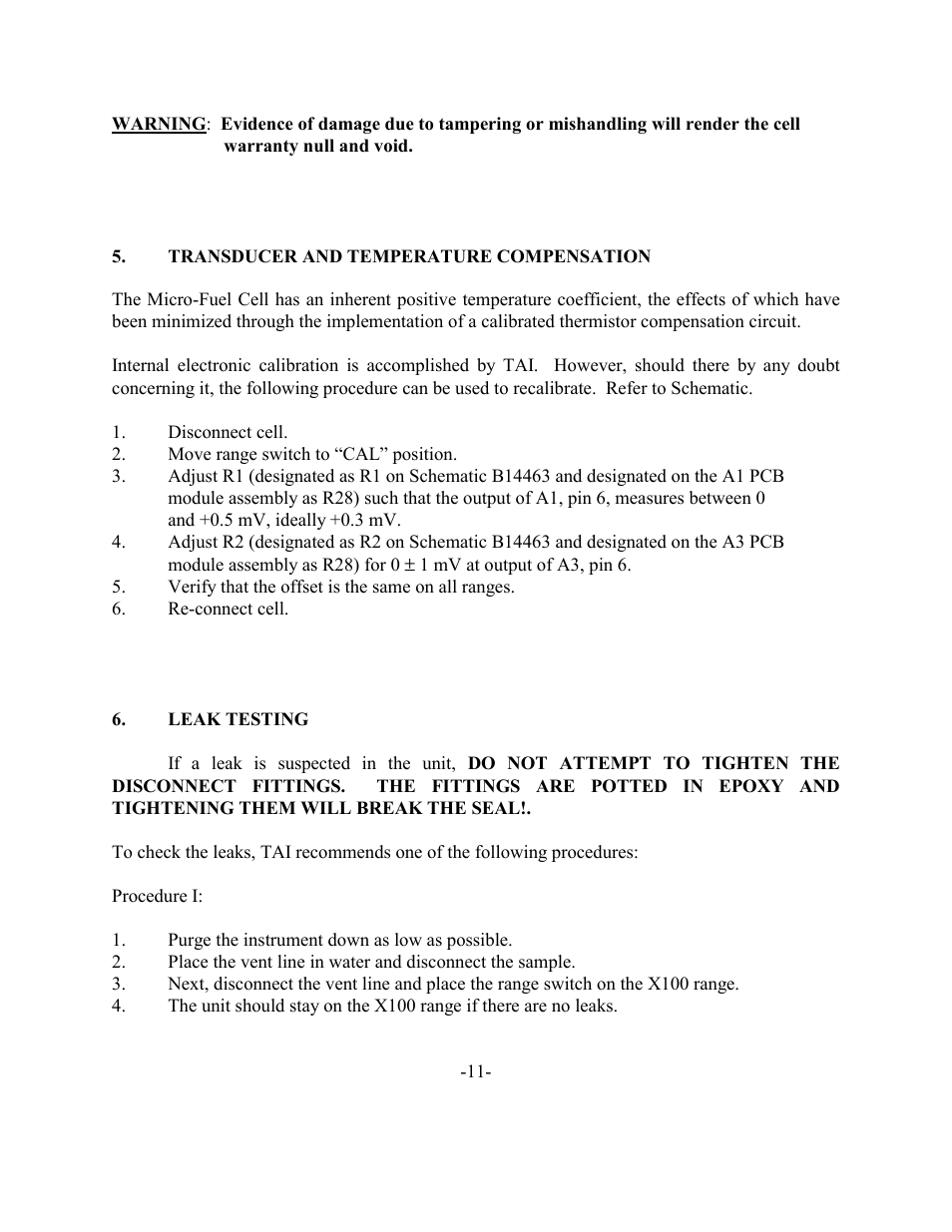 Teledyne 311 - Portable trace oxygen analyzer User Manual | Page 14 / 19