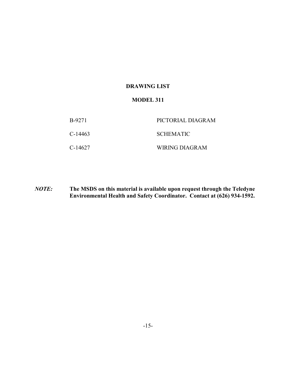 Teledyne 311 - Portable trace oxygen analyzer User Manual | Page 18 / 19