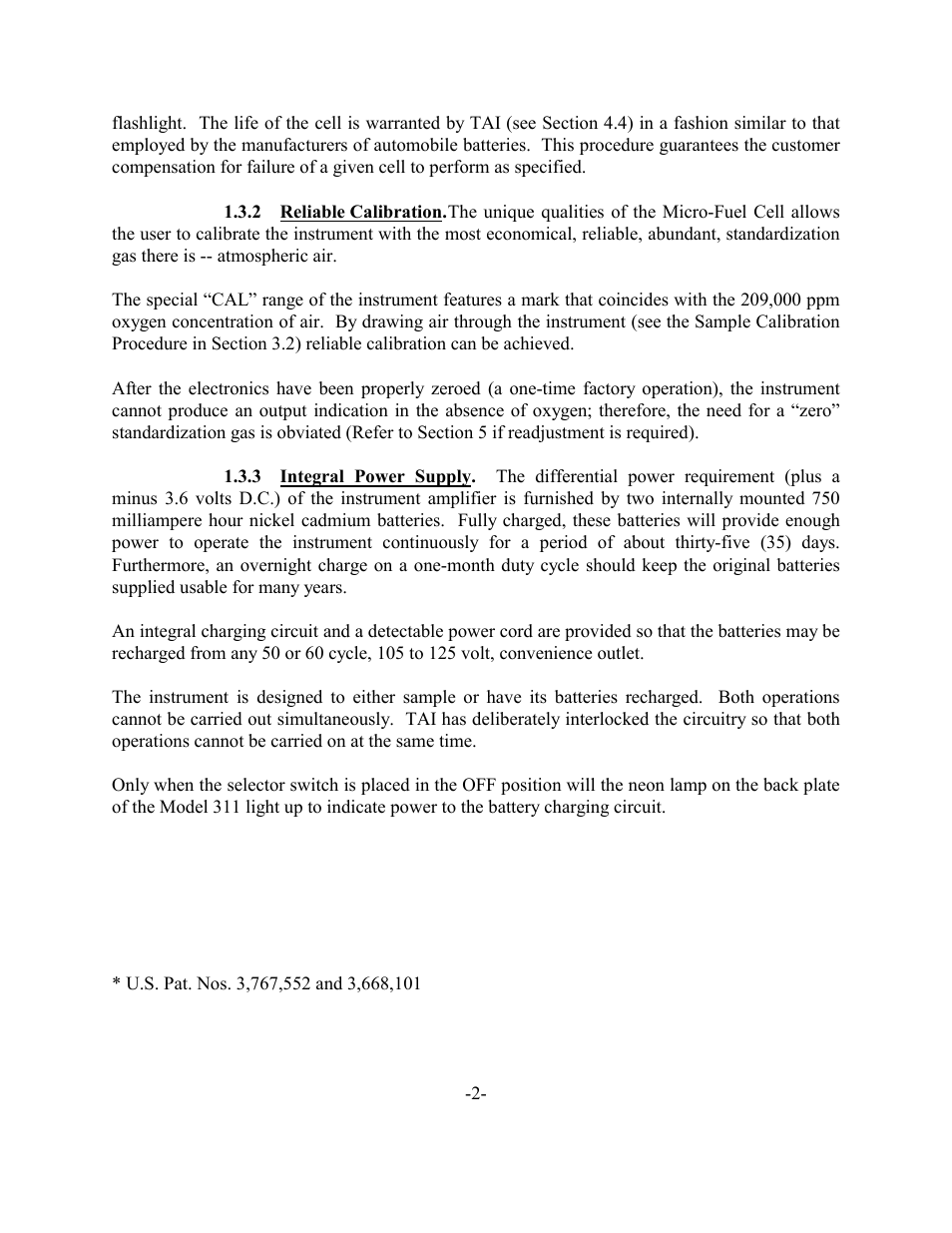 Teledyne 311 - Portable trace oxygen analyzer User Manual | Page 5 / 19