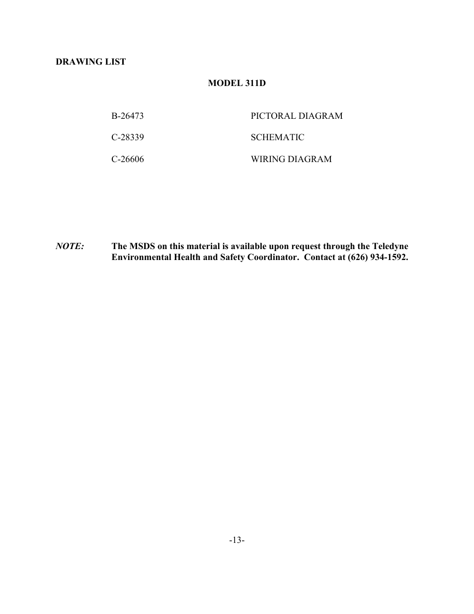 Teledyne 311D - Portable trace oxygen analyzer with digital meter User Manual | Page 15 / 18