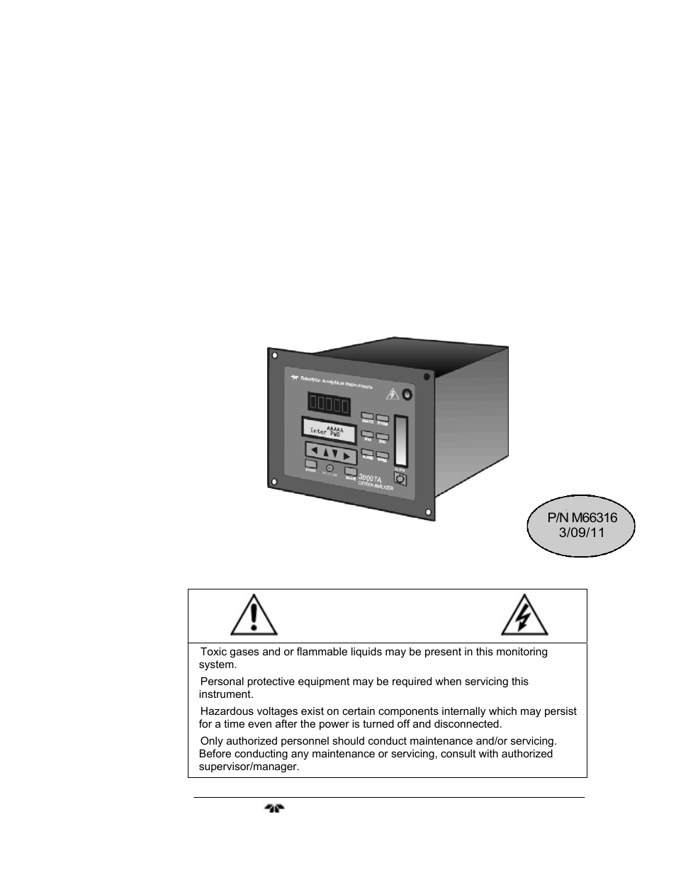 Teledyne 3000TA-EU - General purpose trace oxygen analyzer User Manual | 89 pages