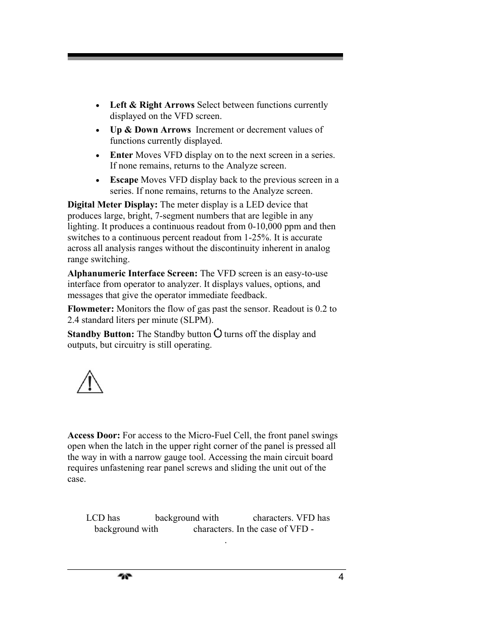 6 recognizing difference between lcd & vfd | Teledyne 3000TA-EU - General purpose trace oxygen analyzer User Manual | Page 16 / 89