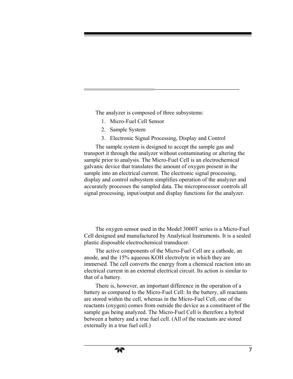 Operational theory | Teledyne 3000TA-EU - General purpose trace oxygen analyzer User Manual | Page 19 / 89