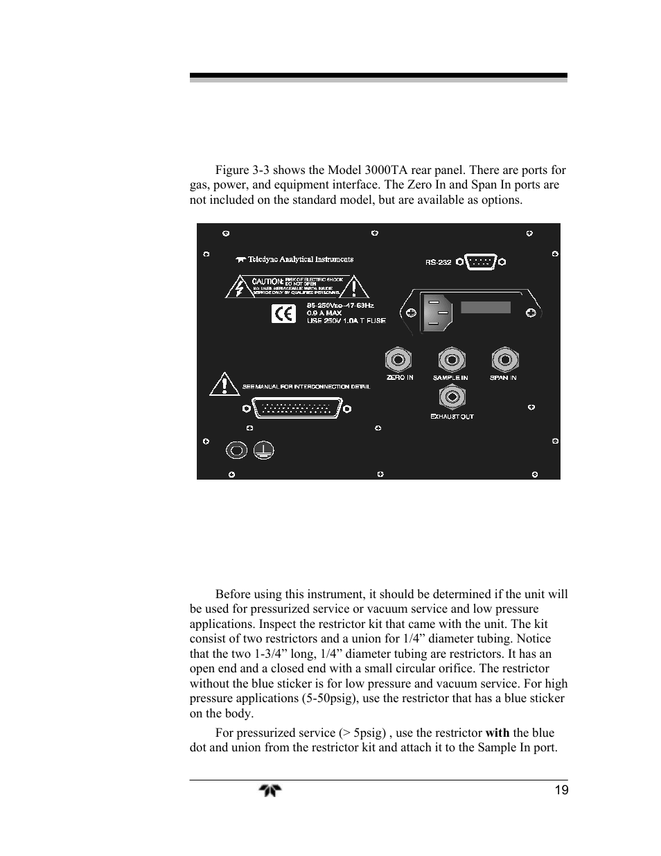 Teledyne 3000TA-EU - General purpose trace oxygen analyzer User Manual | Page 31 / 89