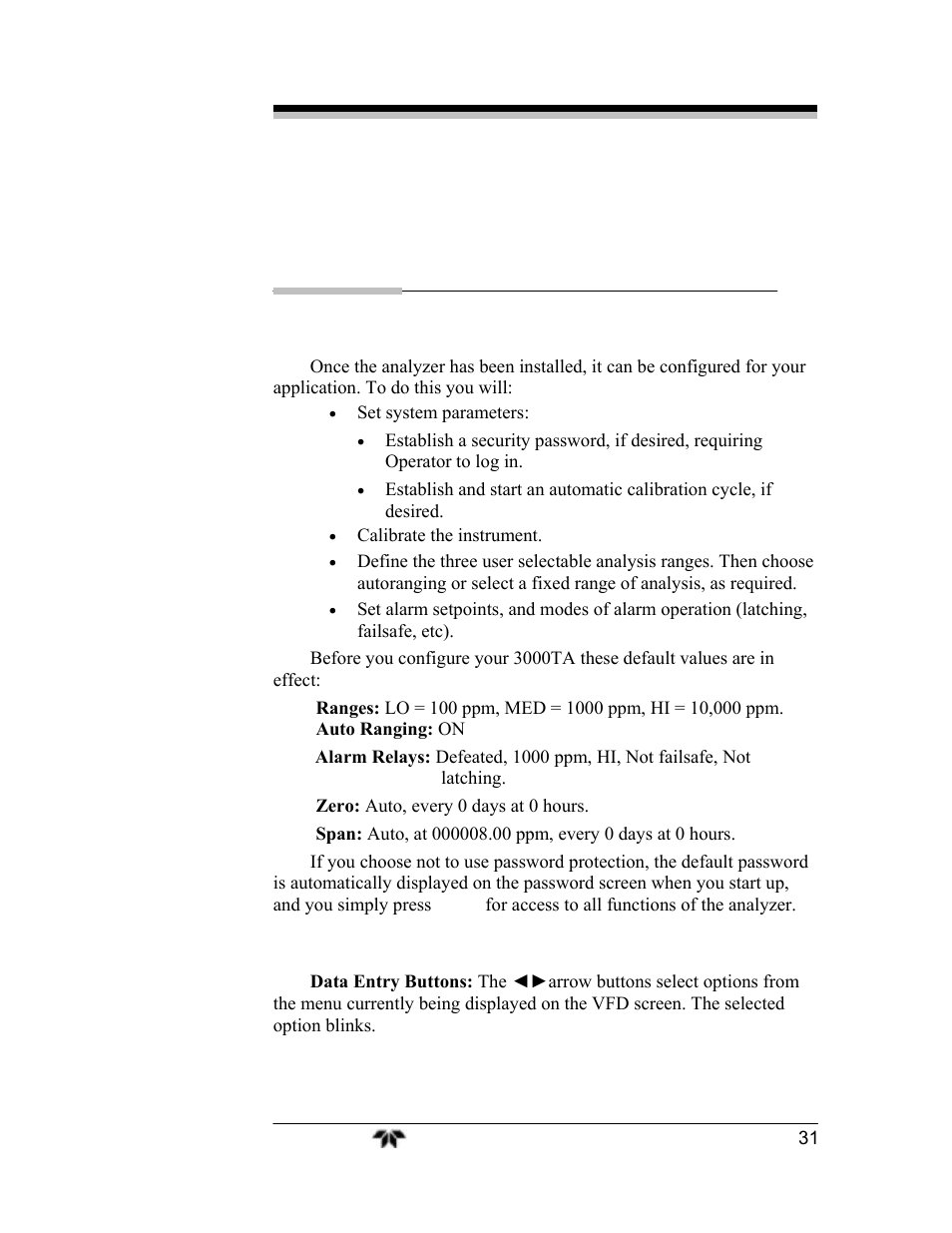 Operation | Teledyne 3000TA-EU - General purpose trace oxygen analyzer User Manual | Page 43 / 89