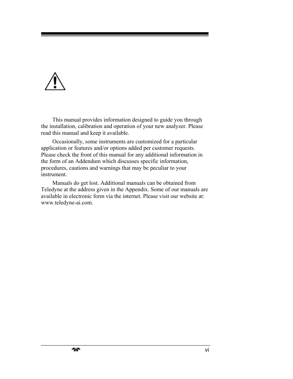 Teledyne 3000TA-EU - General purpose trace oxygen analyzer User Manual | Page 6 / 89