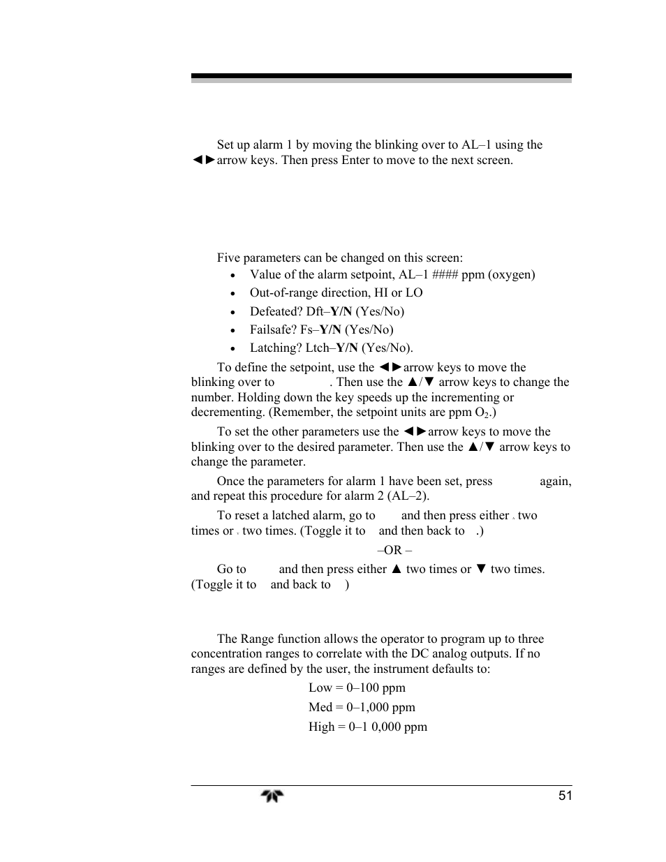 6 the range function | Teledyne 3000TA-EU - General purpose trace oxygen analyzer User Manual | Page 63 / 89