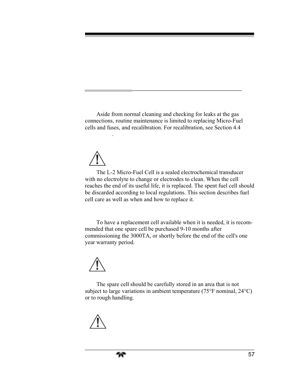 Maintenance | Teledyne 3000TA-EU - General purpose trace oxygen analyzer User Manual | Page 69 / 89