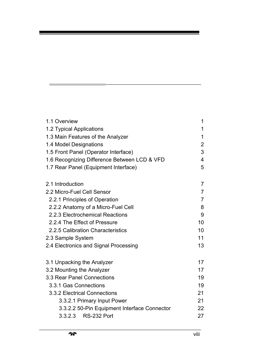 Teledyne 3000TA-EU - General purpose trace oxygen analyzer User Manual | Page 8 / 89