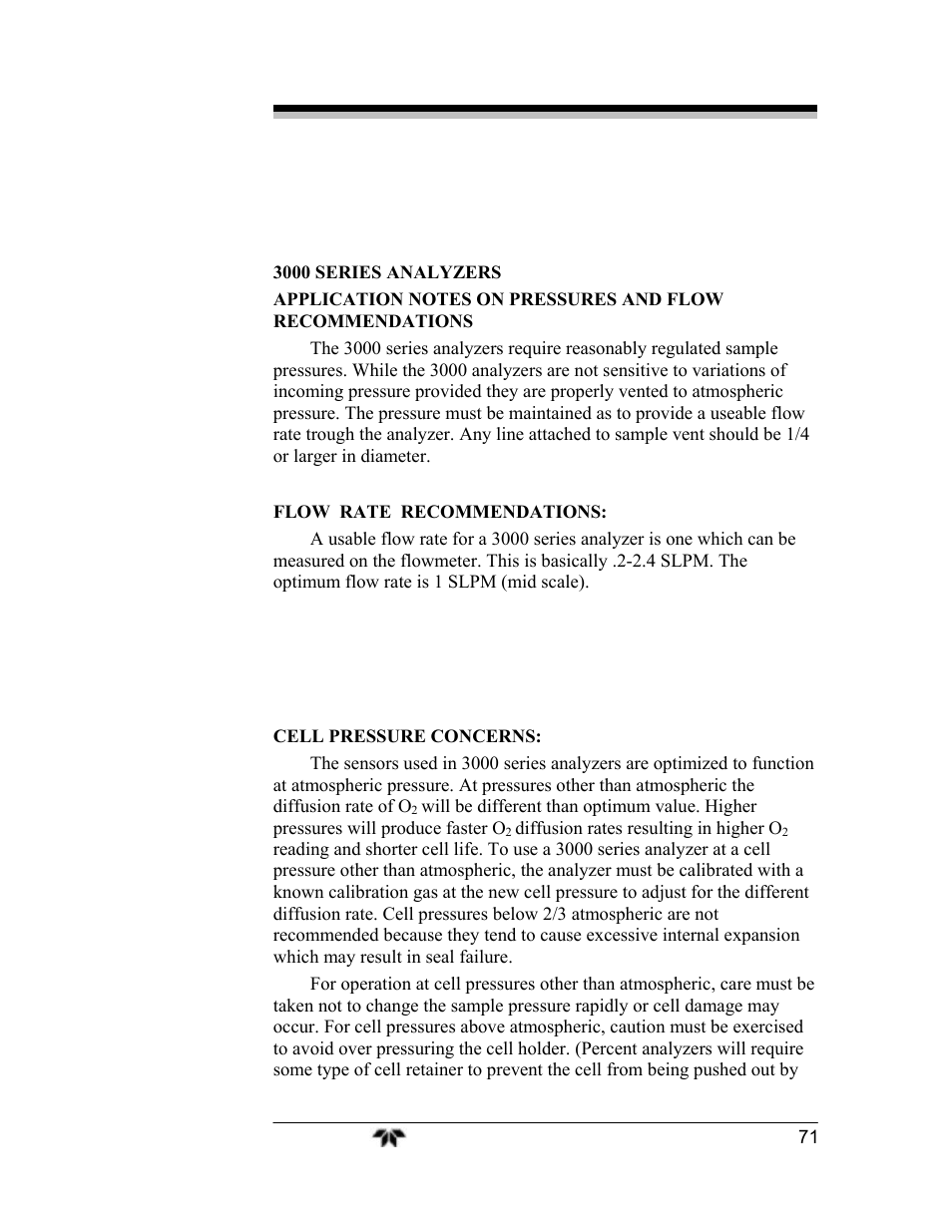 Teledyne 3000TA-EU - General purpose trace oxygen analyzer User Manual | Page 83 / 89