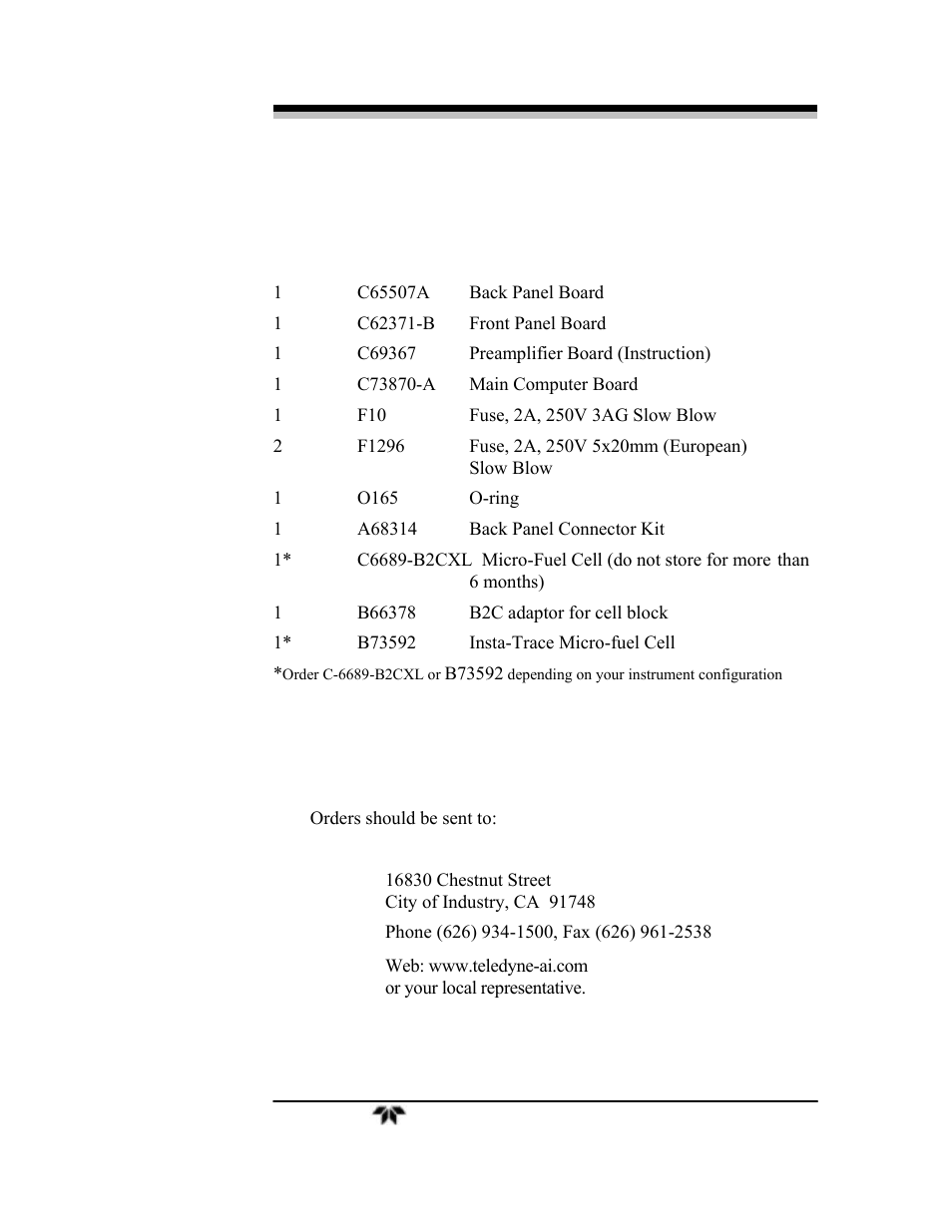 Teledyne 3000TA-XLEU - Trace oxygen analyzer User Manual | Page 101 / 108