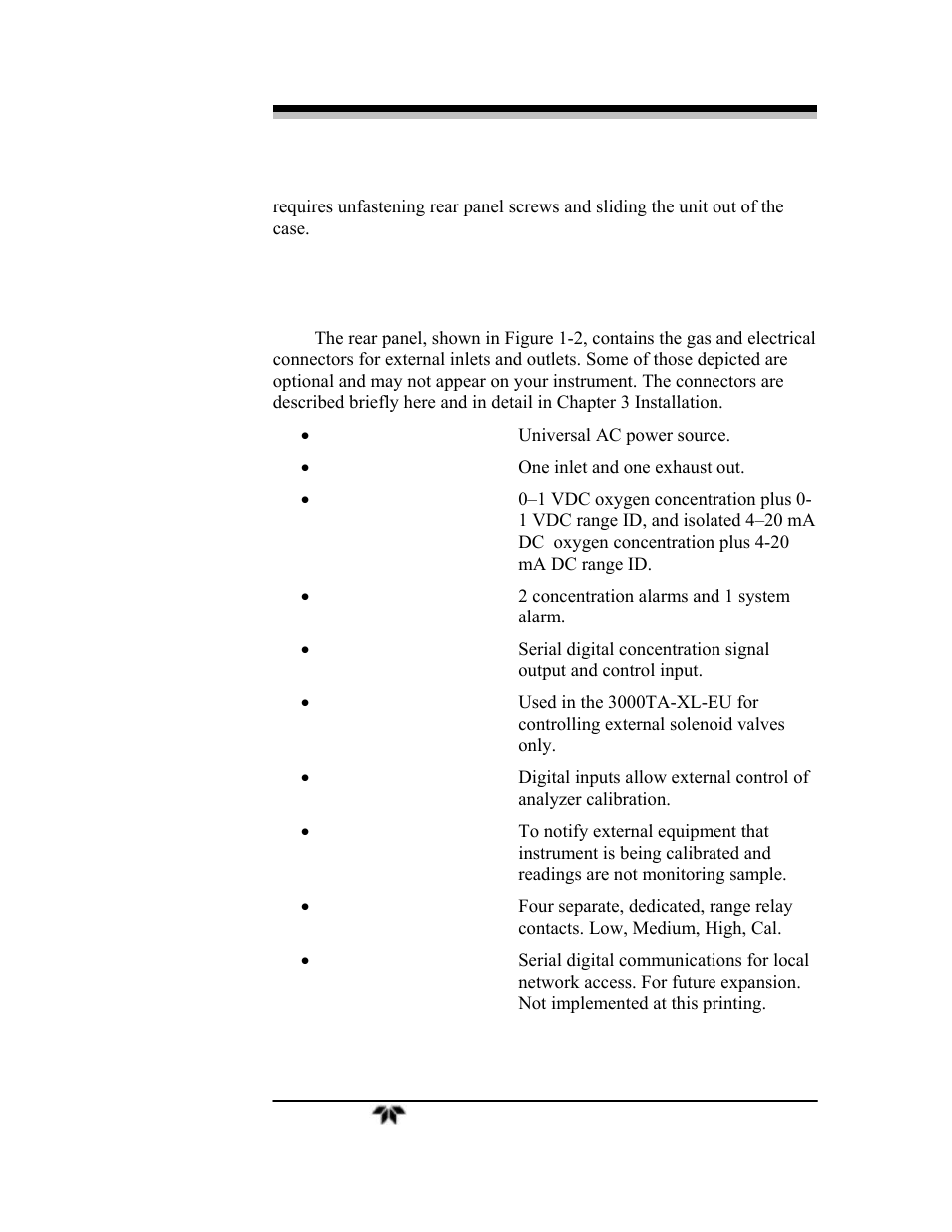 Teledyne 3000TA-XLEU - Trace oxygen analyzer User Manual | Page 21 / 108