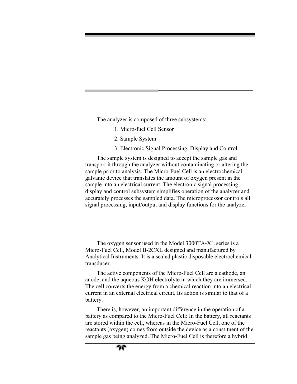 Operational theory | Teledyne 3000TA-XLEU - Trace oxygen analyzer User Manual | Page 23 / 108