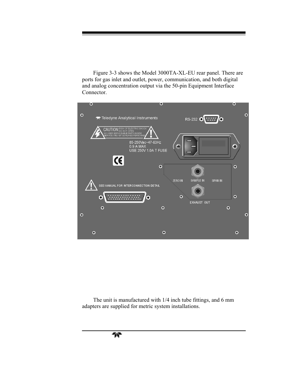 Teledyne 3000TA-XLEU - Trace oxygen analyzer User Manual | Page 37 / 108