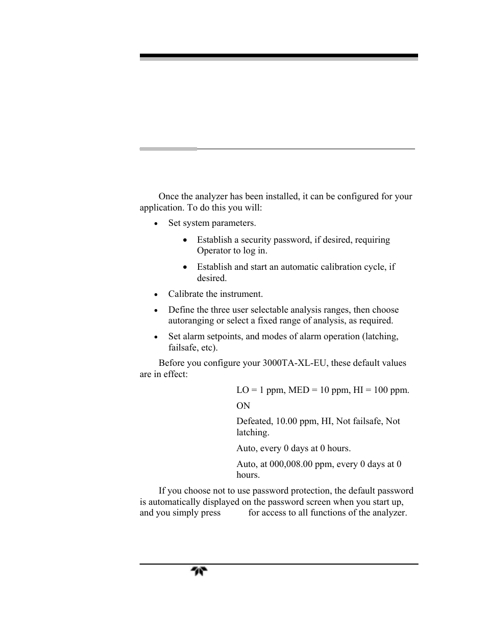 Operation | Teledyne 3000TA-XLEU - Trace oxygen analyzer User Manual | Page 53 / 108