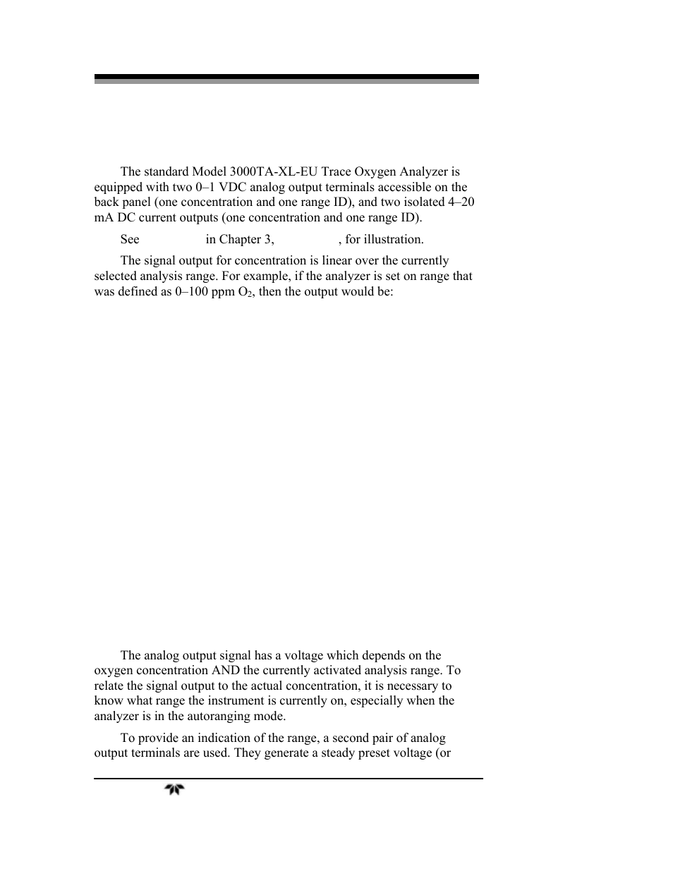 9 signal output | Teledyne 3000TA-XLEU - Trace oxygen analyzer User Manual | Page 76 / 108