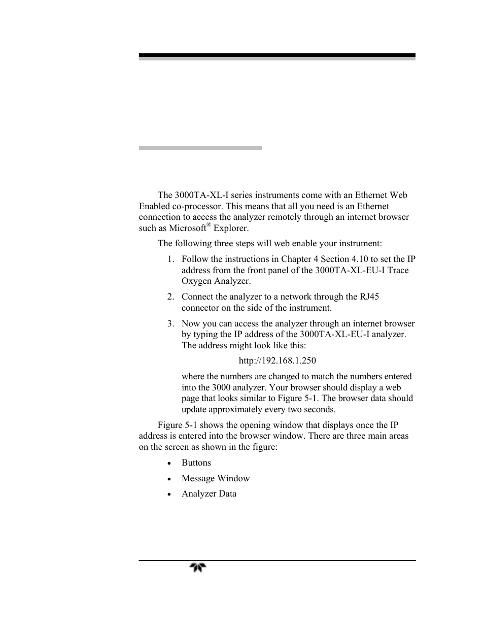 Web implementation | Teledyne 3000TA-XLEU - Trace oxygen analyzer User Manual | Page 79 / 108