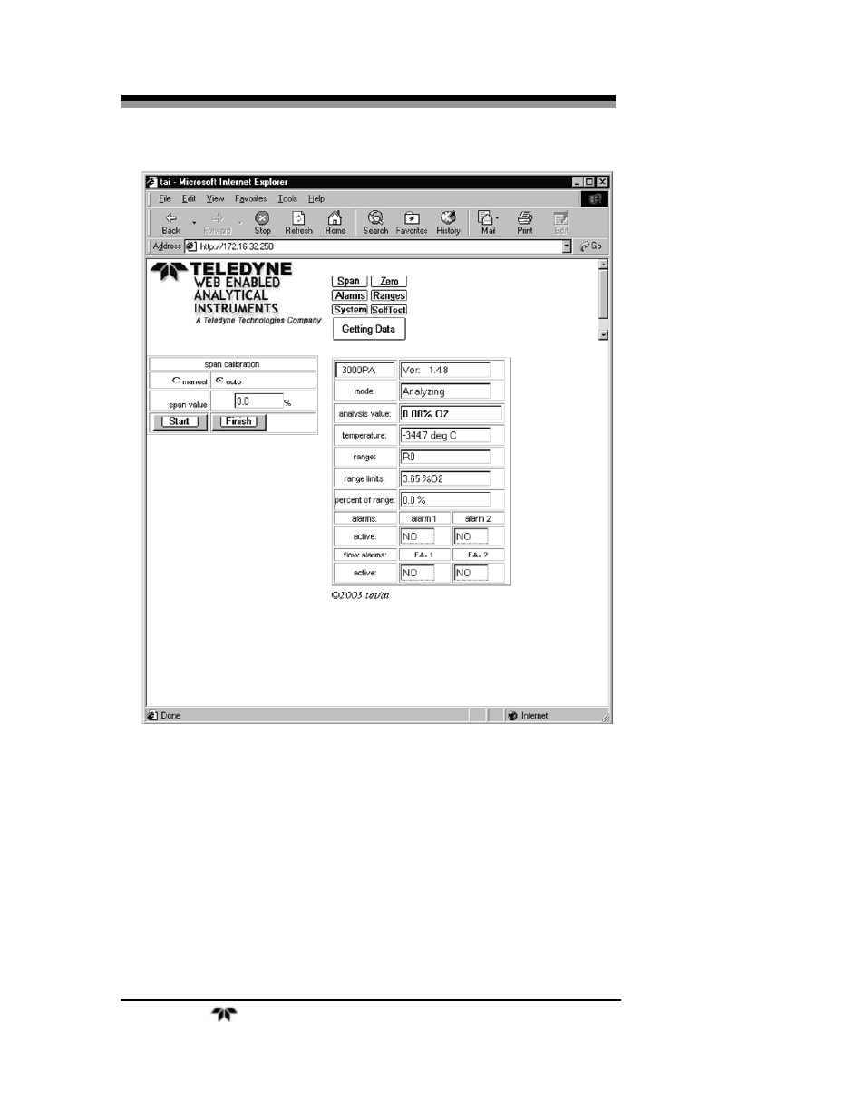 Teledyne 3000TA-XLEU - Trace oxygen analyzer User Manual | Page 82 / 108