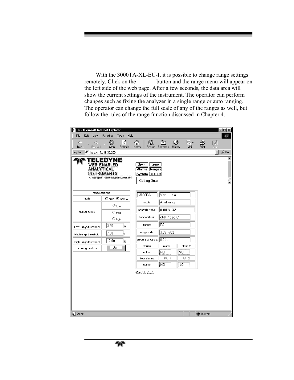 Teledyne 3000TA-XLEU - Trace oxygen analyzer User Manual | Page 85 / 108