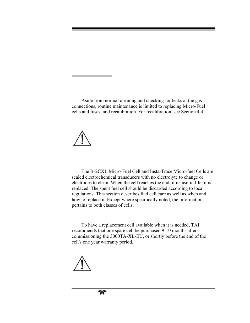 Maintenance | Teledyne 3000TA-XLEU - Trace oxygen analyzer User Manual | Page 89 / 108