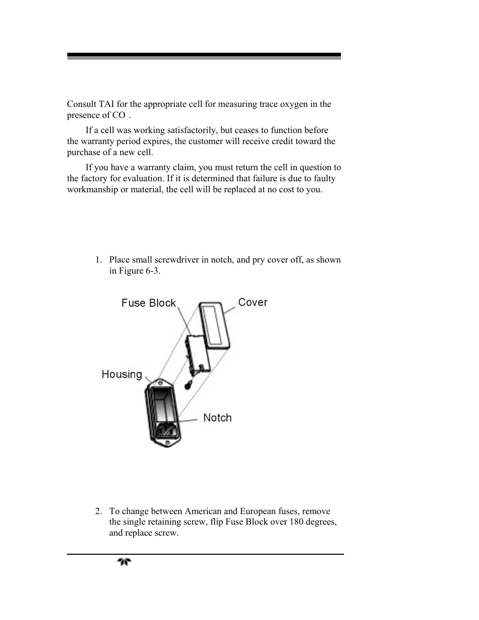 3 fuse replacement | Teledyne 3000TA-XLEU - Trace oxygen analyzer User Manual | Page 94 / 108
