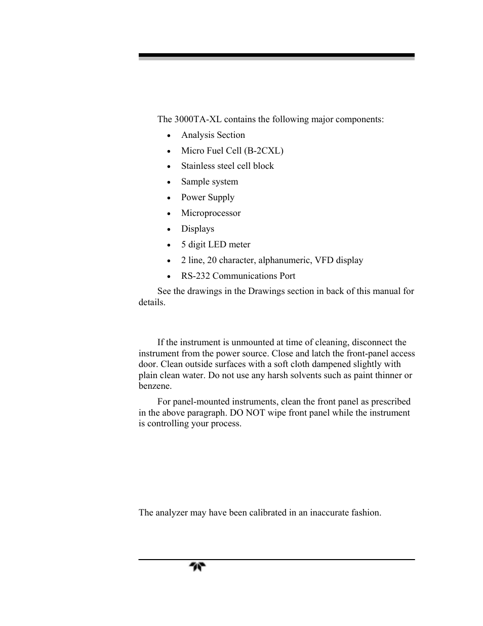 6 cleaning, 7 troubleshooting | Teledyne 3000TA-XLEU - Trace oxygen analyzer User Manual | Page 97 / 108