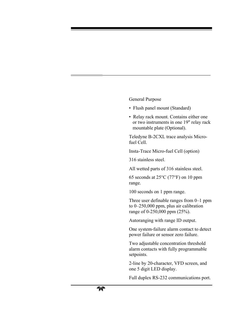 Appendix | Teledyne 3000TA-XLEU - Trace oxygen analyzer User Manual | Page 99 / 108