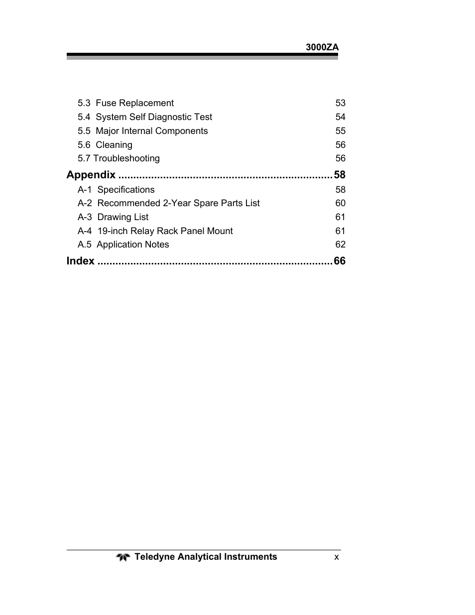 Teledyne 3000ZA - Trace oxygen analyzer User Manual | Page 10 / 81