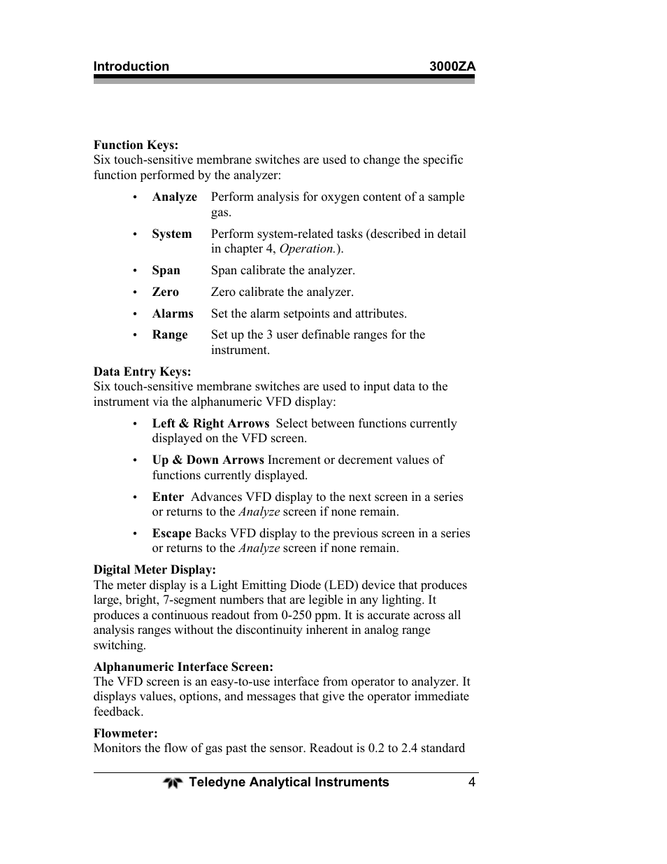 Teledyne 3000ZA - Trace oxygen analyzer User Manual | Page 16 / 81