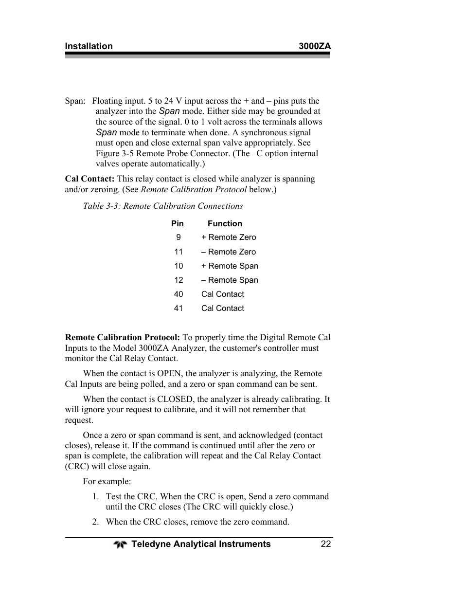 Teledyne 3000ZA - Trace oxygen analyzer User Manual | Page 34 / 81