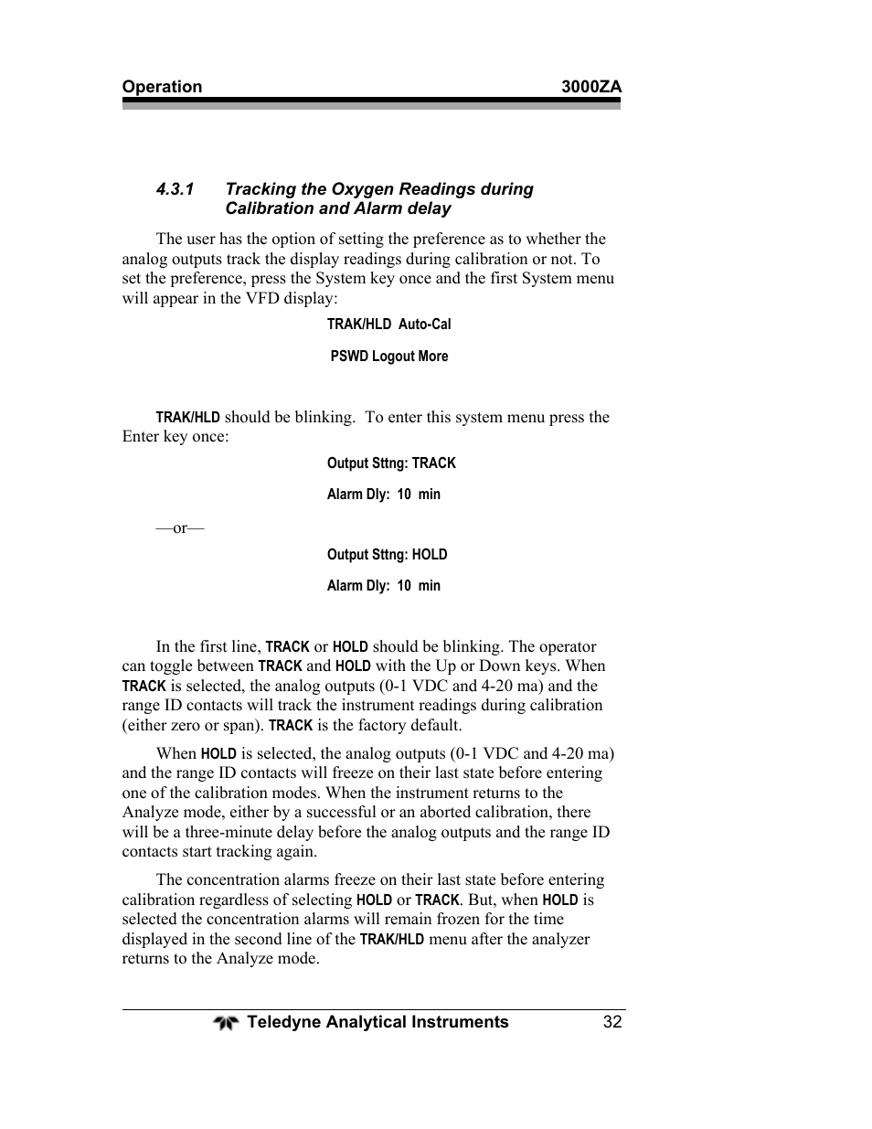 Teledyne 3000ZA - Trace oxygen analyzer User Manual | Page 44 / 81
