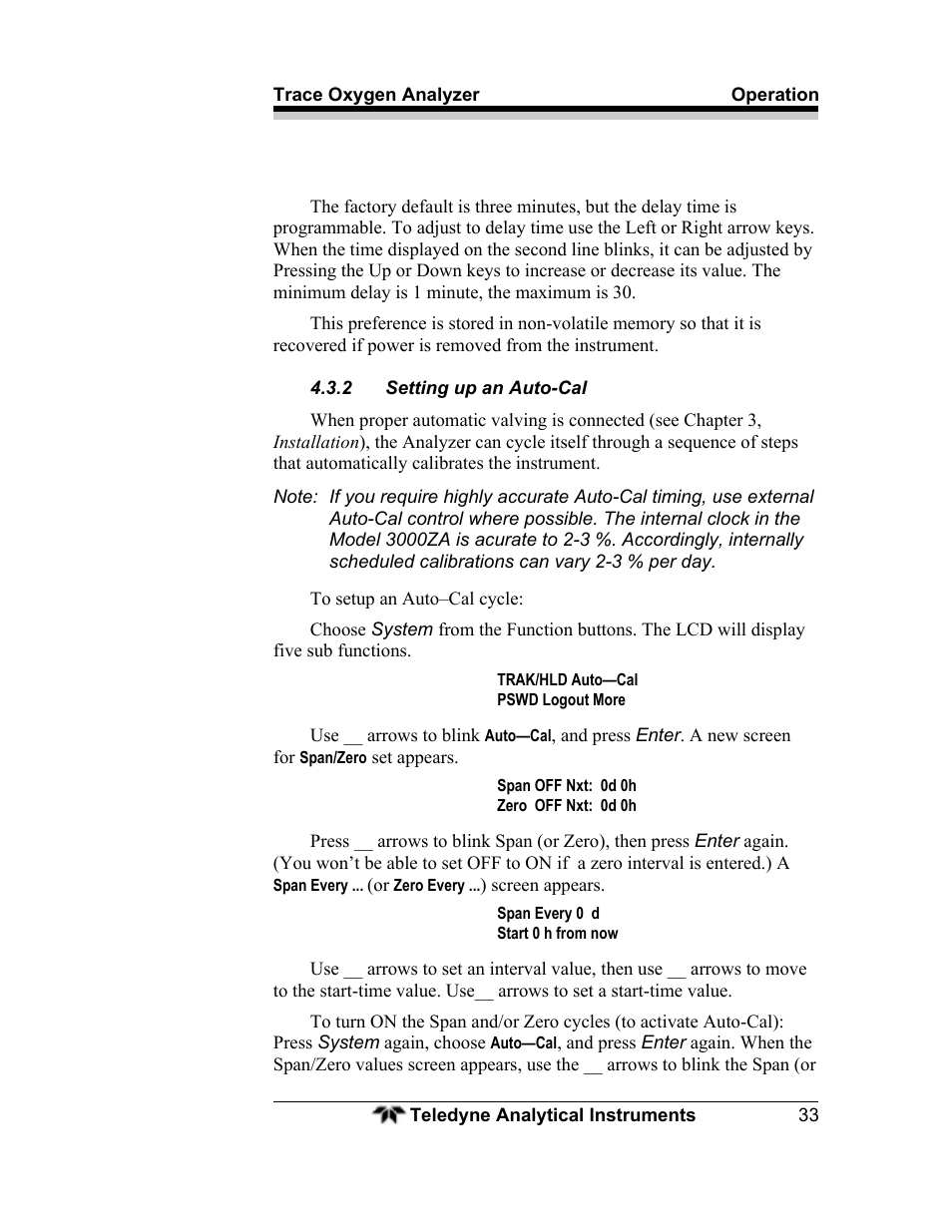 Teledyne 3000ZA - Trace oxygen analyzer User Manual | Page 45 / 81