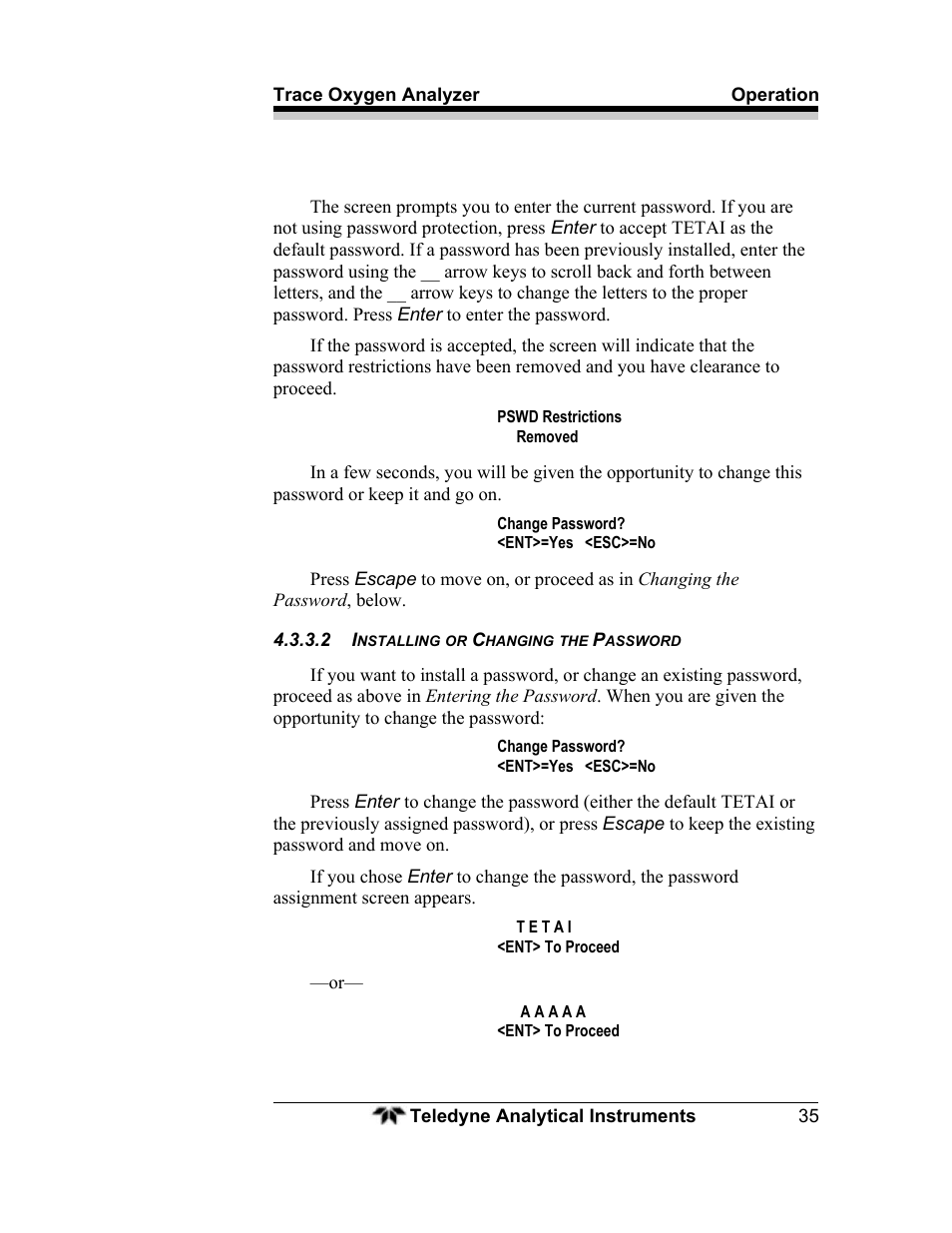 Teledyne 3000ZA - Trace oxygen analyzer User Manual | Page 47 / 81