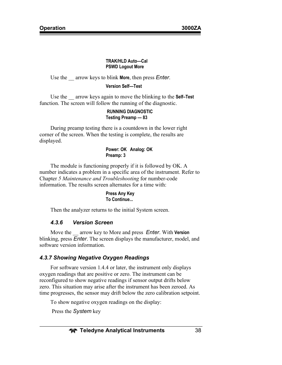Teledyne 3000ZA - Trace oxygen analyzer User Manual | Page 50 / 81