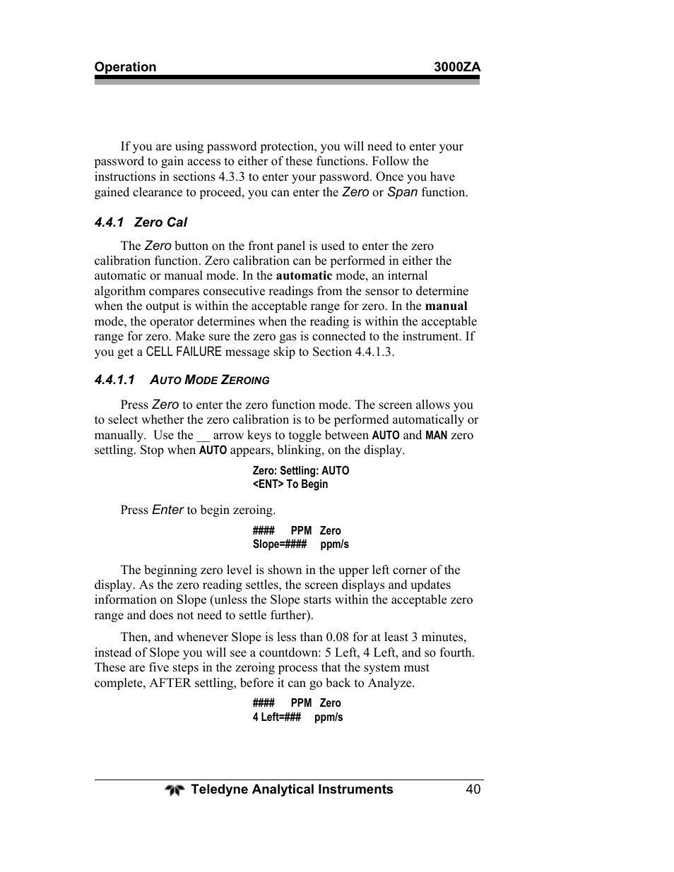 Teledyne 3000ZA - Trace oxygen analyzer User Manual | Page 52 / 81