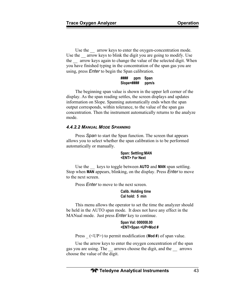 Teledyne 3000ZA - Trace oxygen analyzer User Manual | Page 55 / 81