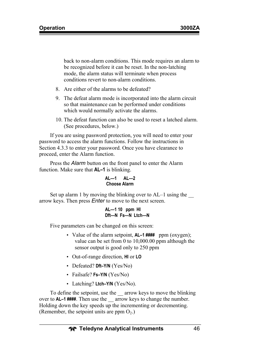 Teledyne 3000ZA - Trace oxygen analyzer User Manual | Page 58 / 81