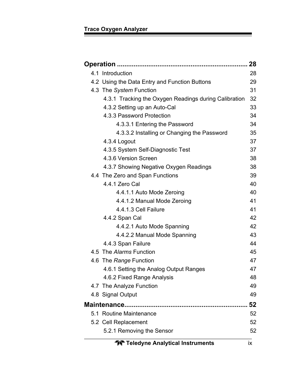 Teledyne 3000ZA - Trace oxygen analyzer User Manual | Page 9 / 81