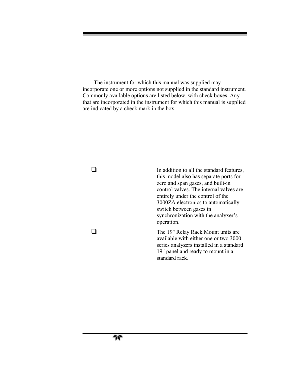 Specific model information | Teledyne 3000ZA-3X - Trace oxygen analyzer User Manual | Page 3 / 72