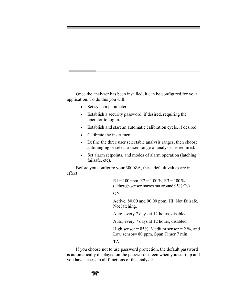 Operation | Teledyne 3000ZA-3X - Trace oxygen analyzer User Manual | Page 39 / 72