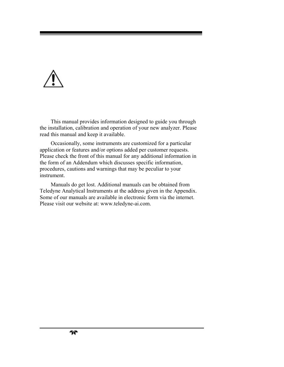Teledyne 3000ZA-3X - Trace oxygen analyzer User Manual | Page 6 / 72