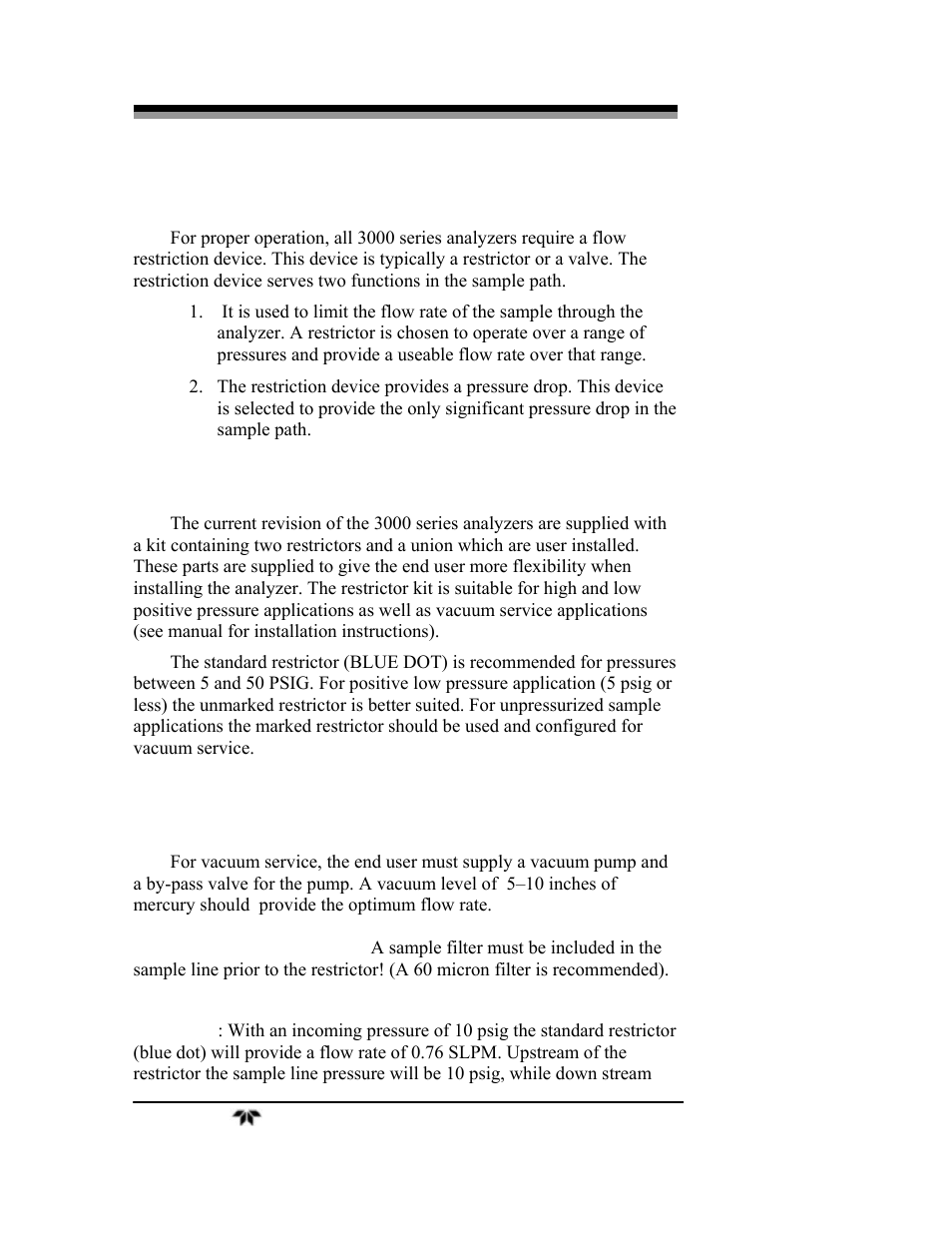 Teledyne 3000ZA-3X - Trace oxygen analyzer User Manual | Page 70 / 72