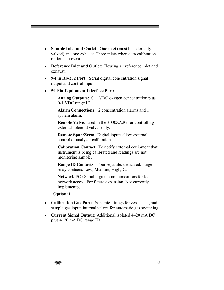 Teledyne 3000ZA2G - Zirconium oxide analyzer User Manual | Page 18 / 72