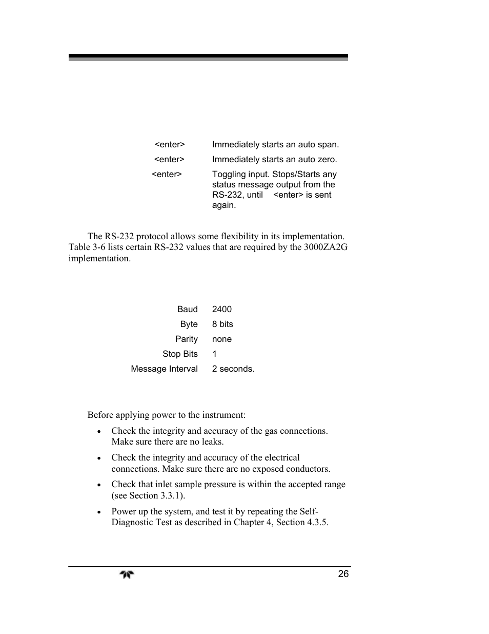 4 testing the system | Teledyne 3000ZA2G - Zirconium oxide analyzer User Manual | Page 38 / 72